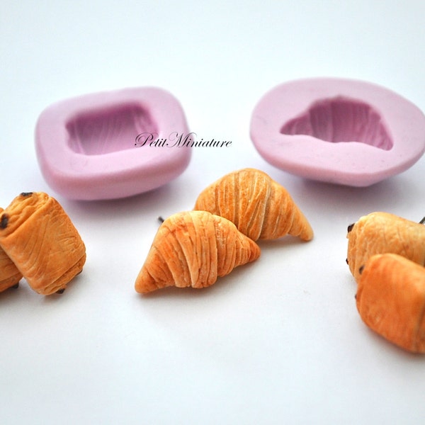 MOULE PAIN fimo ST052 croissants en silicone flexible moule bonbons maison de poupée fimo bijoux charmes cabochon miniature nourriture kawaii