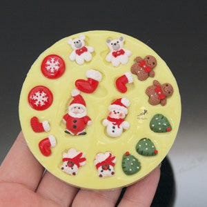 Christmas Mold-Mold for Resin,Fimo,Cernit,Pardo, Papa's Clay,Soap,Wax,Dash-Hot Glue,Food-Jewelry Mold-Polymer Clay Mold-Molds Clay SET018