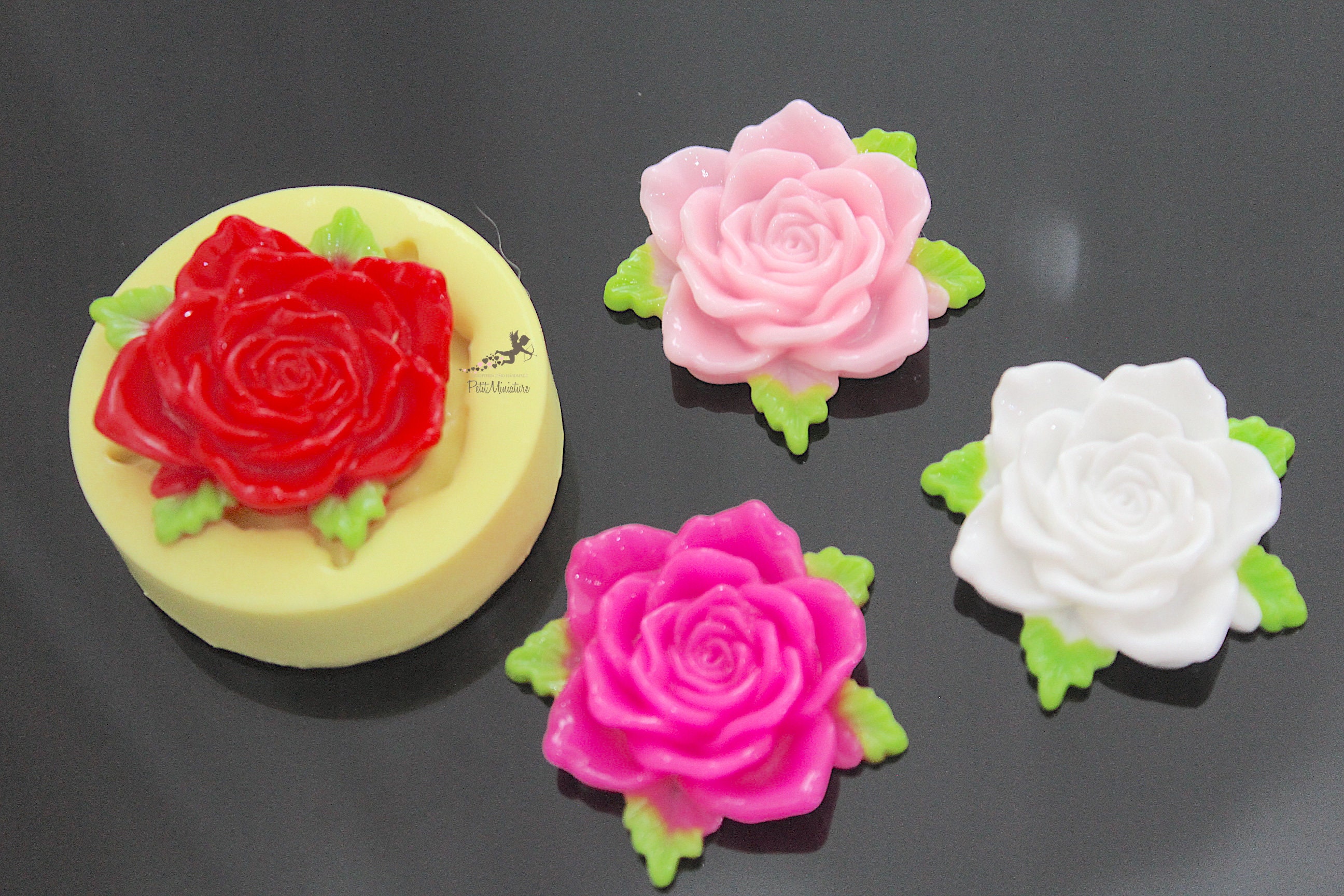 200 Bianco Puro Acrilico Perla Flatback Incisione Fiore Rosa - Foto 8