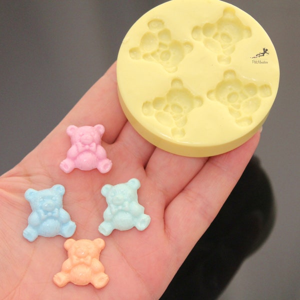 Flexible Teddy Bear Silicone Mold, Nourriture miniature, bijoux, charmes, ours, fimo, argile polymère, résine, savon, sucré, ST101A