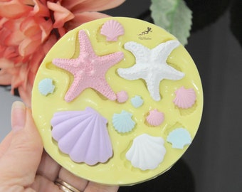 Starfish Mold polymer Clay-Mold Shell-Mold Sea-Mold Polymer Clay-Mold Resin,Soap,Dash,Wax,Food-Mold Jewelry-Molds-Mold-Clay Mold-SET057