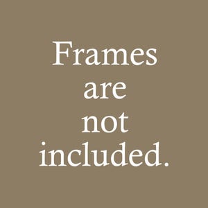 May include: Text on a brown background that reads "Frames are not included."