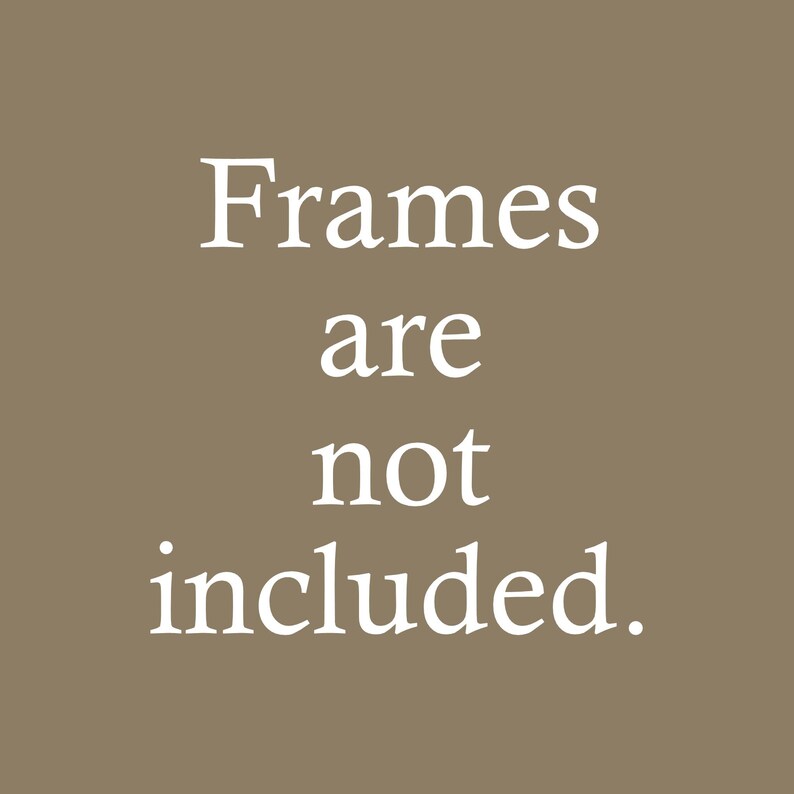 May include: Text on a brown background that reads "Frames are not included."