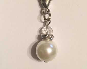 Crystal Accent Pearl Bridle Charm. Pearl Charm. Bridle Bling