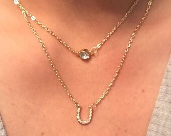 Lucky Horseshoe Double Necklace - Horseshoe Necklace - Bridle Bling