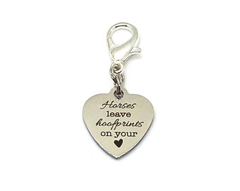 Horses Leave Hoofprints on your Heart Bridle Charm. Hoofprints Bridle Charm. Bridle Bling. Equestrian Inspiration Bridle Charm.