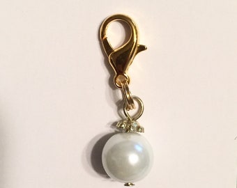 Gold Accent Pearl Bridle Charm. Pearl Charm. Bridle Bling