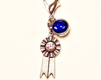 Horse Show Ribbon With Solitaire Bridle Charm - Equestrian Ribbon Bridle Charm - Bridle Bling