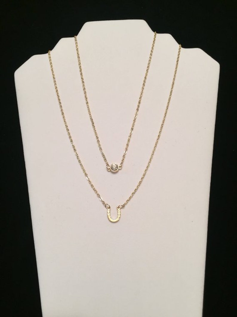 Lucky Horseshoe Double Necklace Horseshoe Necklace Bridle Etsy