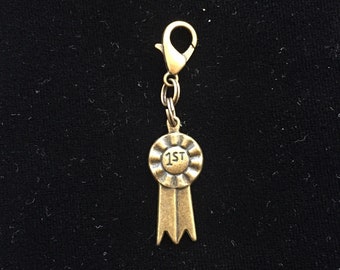 Antique Gold Show Ribbon Bridle Charm. Horse Show Ribbon Bridle Charm. Bridle Bling