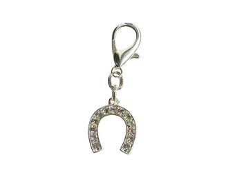 Rhinestone Horseshoe Bridle Charm - Crystal Horseshoe Charm - Bridle Bling