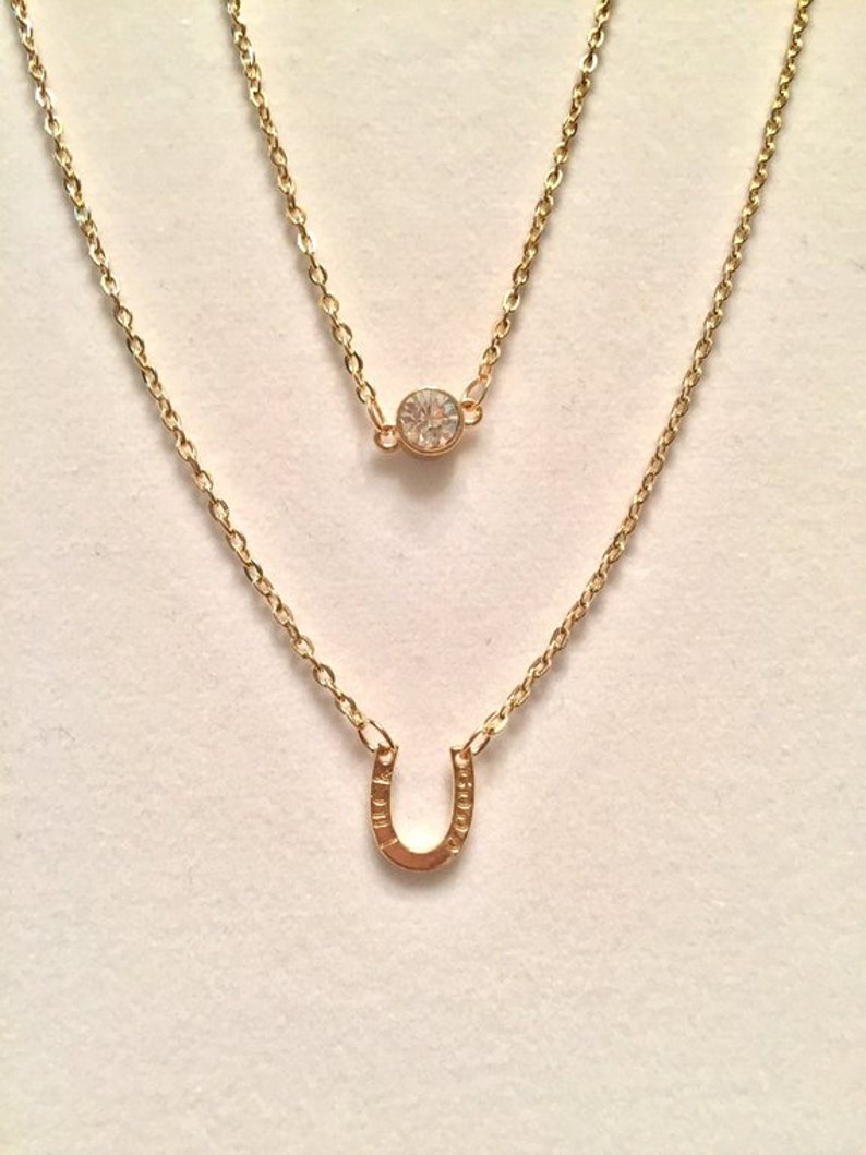 Lucky Horseshoe Double Necklace Horseshoe Necklace Bridle Etsy