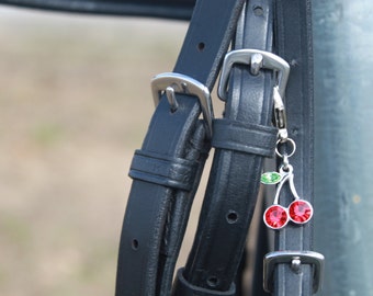 Cherry on Top Bridle Charm. Rhinestone Cherry Charm. Bridle Bling. Equestrian Bling Charm