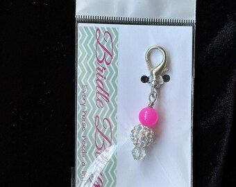 Pearl Rhinestone Bridle Charm. Pearl Bridle Charm. Hot Pink Bridle Charm. Bridle Bling Equestrian Pearl Charm