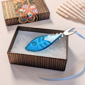 Stained Glass Fish Ornament Suncatcher, Rearview Mirror Fish Charm, Upcycled Glass Mosaic  Art