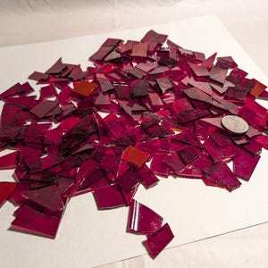 1 Lb Red Micro Mosaic Glass, Transparent Small Stained Glass Scrap for Candle Holders or Jewelry, Destash Scrap Glass