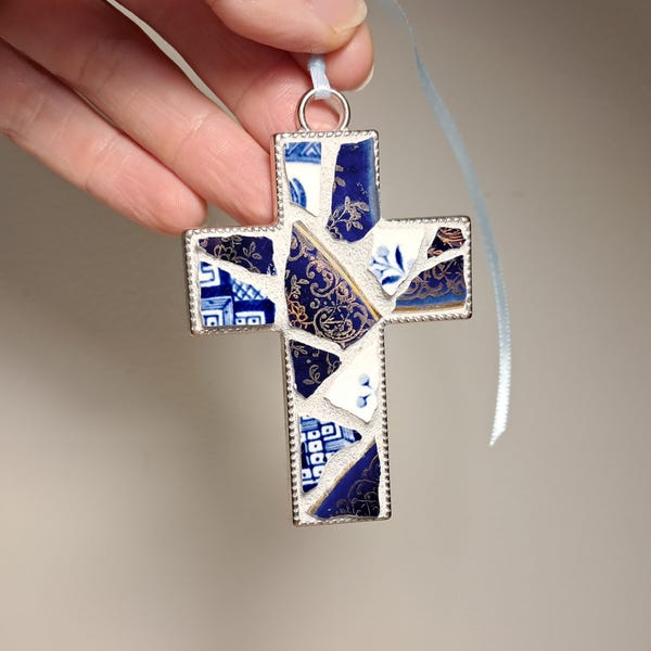 Broken Mosaic Cross Etsy