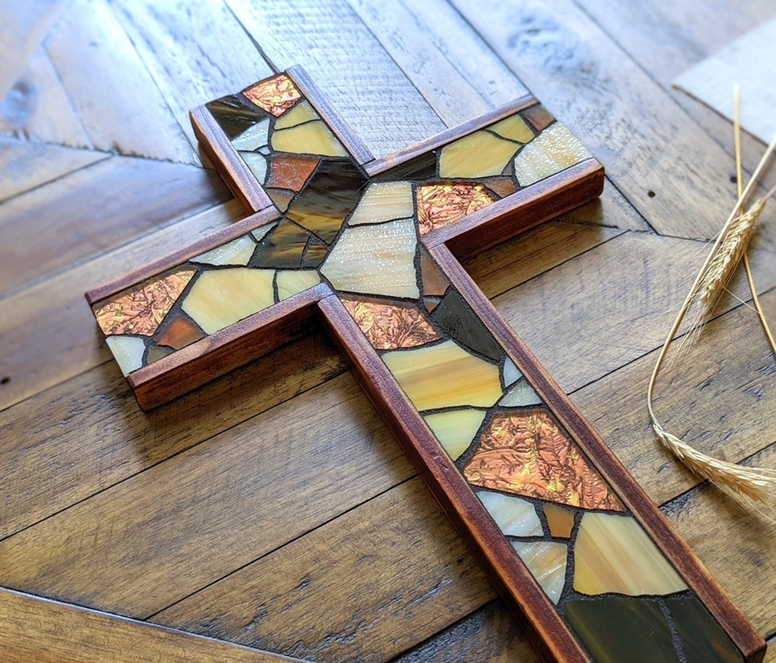 Handmade Wooden Cross Wall Hanging Rustic Purple Stained Etsy
