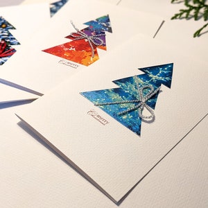 Handmade Christmas Cards, Recycled Christmas Tree Greeting Card Set of 6