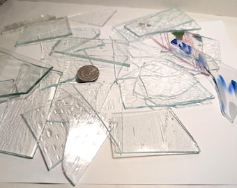 1 Lbs Clear Textured Stained Glass Scrap