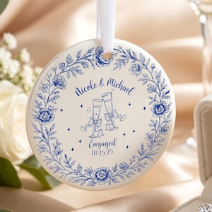 Personalized Engagement Gift For Couple,First Christmas Engaged Ornament,Newly Engaged Gift,Custom Engagement Ornament,Wedding Party Favors