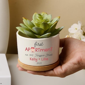 Our First Apartment Flower Pot,Personalized Apartment Warming Gift,Custom New Address Plant Pot,Housewarming Gift For Couple,Home Owner Gift