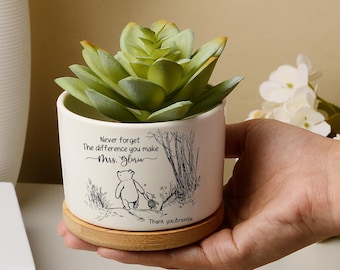 Personalized Flower Pot For Teacher,Thank You For Helping Me Grow,Teacher Appreciation Gifts,Coworker Boss Planter,Leaving Job Plant Pot