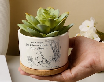 Pot de fleur personnalisé pour enseignant, Merci de m'avoir aidé à grandir, Cadeaux de remerciement pour enseignant, Jardinière pour collègue, Pot de fleurs de départ