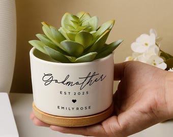 Personalized Godmother Flower Pot,Godfather Ceramic Pot,Godmother Proposal,Christening Baptism Gift For Godparents,Mothers Day Gift Planter