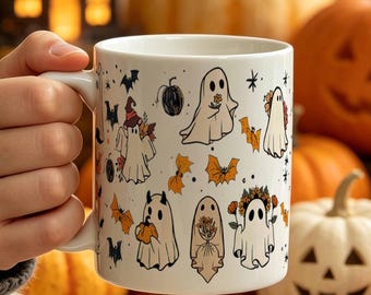 Spooky Coffee Mug,Custom Halloween Ceramic Mug,Halloween Party Decor,Personalized Ghost Kids Mug,Fall Halloween Gift,Spooky Season Tea Mug