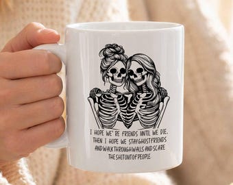Best Friend Skeleton Mug,Halloween Coffee Mug,Halloween Bestie Ceramic Mug,Custom Funny Work Bestie Gift,Ghost Friends Coffee Mug,Gothic Mug