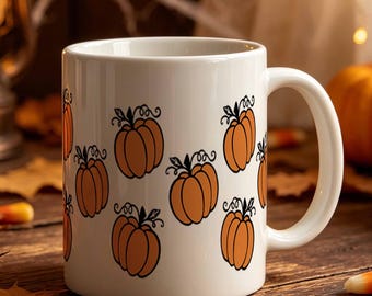 Pumpkin Ceramic Mug,Personalised Autumn Mug,Fall Coffee Mug,Halloween Pumpkins Mug Gift,Fall Season Gift,Thanksgiving Gift,Pumpkin Decor