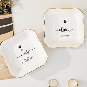 Personalized Graduation Jewelry Dish,Class Of 2025 Jewelry Tray,College Graduation Keepsake Gift,Girls Graduation Ring Dish,Grad Party Gift