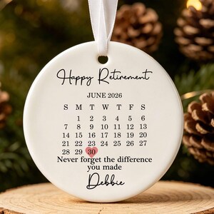 Never Underestimate The Difference You Made Bauble,Personalized Retirement Calendar Ornament 2025,Employee Coworker Appreciation Keepsake