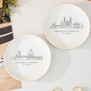 Skyline Ring Dish,Custom Wedding Jewelry Dish,City Trinket Dish,Anniversary Gifts,Engagement Ring Holder,Couple Gifts,New York City Skyline