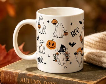 Spooky Coffee Mug,Custom Halloween Ceramic Mug,Funny Witch Coffee Mug,Personalized Ghost Kids Mug,Fall Halloween Gift,Spooky Season Tea Mug