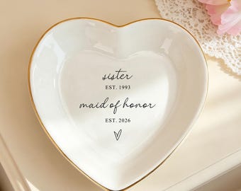 Personalized Sister Maid Of Honor Jewelry Dish,Bridesmaid Trinket Tray,Wedding Gift For Sister,Best Friend Ring Holder,Bridesmaid Proposal