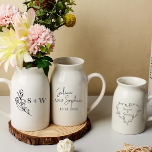Custom Engagement Wedding Vase,Newly Engaged Flower Vase,Personalized Bridal Shower Gift,Anniversary Gift,Couple Gift,Wedding Party Gifts