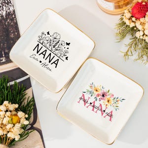 Personalized Jewelry Tray Gift For Grandma,Grandmother Gift From Grandkids,Mothers Day Gift,Children&#39;s Names Ring Dish,Perfect Nana Gifts