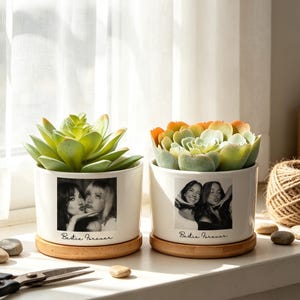 Personalized Bestie Photo Flower Pot,Friendship Keepsake,Custom Best Friend Photo Plant Pot,Birthday Gift For Bestie,Bridesmaid Proposal