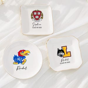 Custom University Logo Trinket Ring Dish,Personalized Graduation Gift for Her,Graduation University Jewelry Tray,2025 Graduate Gifts