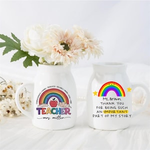 Teacher Appreciation Gift, Personalized Flower Vase for Teacher, Thank You Gifts, End of Year Gift for Teachers, Leaving School Gift