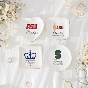 Graduation Gift For Her, Custom University Logo Trinket Ring Dish, Personalized Graduation Jewelry Dish, Class of 2025 College Graduation