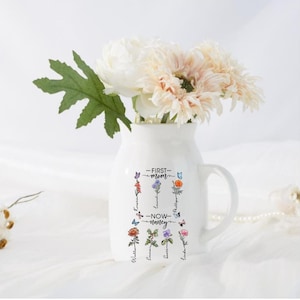 Personalised First Mom Now Nanny Mum Nanna Grandma Wildflower Vase,Ceramic Flower Vase For Mama,Gift From Granddaughter,Mother&#39;s Day Gifts