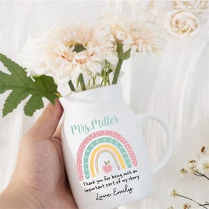 Personalized Teacher Vase,Teacher Appreciation Gift,Ceramic Flower Vase Gift for Teaching Assistant,Back To School Gift,Thank You Teacher