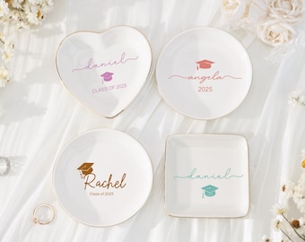 Personalized Graduation Jewelry Dish, Custom Trinket Tray, Graduation Gift for Her, Class of 2025, Senior Gift, College Graduation Keepsake