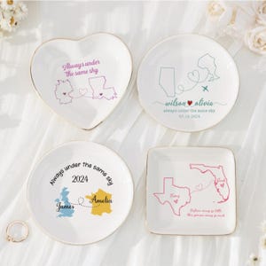 Cadeaux interurbains Bague carte personnalisée Cadeaux d'amitié pour le meilleur ami-sœur sous le même ciel Cadeaux Bestie