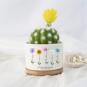 Mothers Day Plant Pot, Personalised Birth Flower Mini Pot, Grandma's Garden Pot for Mom Nanny, Perfect Gift for Her, Family Flower Plant Pot