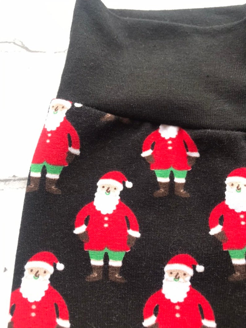 Black Santa Leggings Christmas Costume Kids Childrens Christmas Clothes Baby Christmas Party Outfit Xmas Gift Black Christmas Leggings