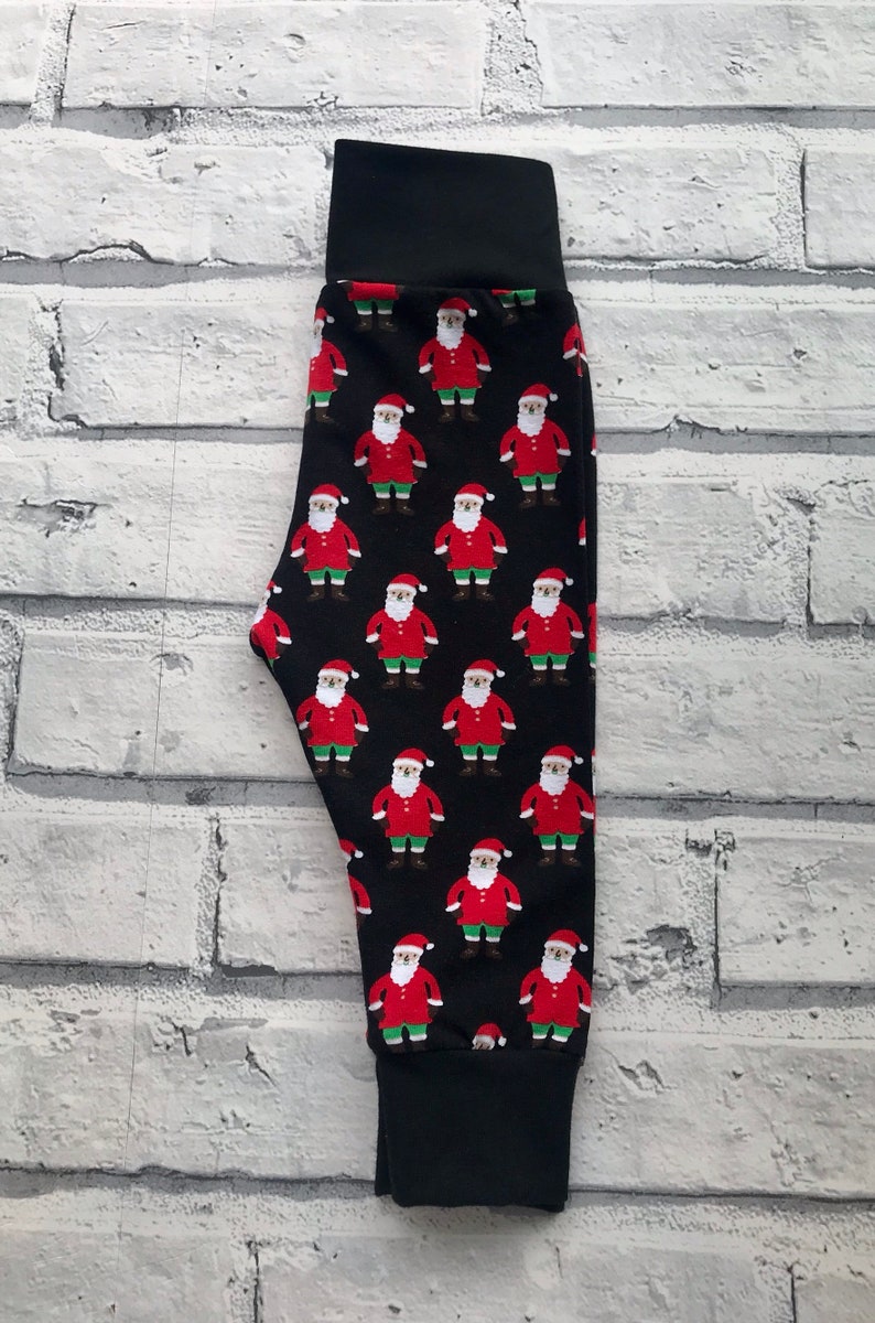 Black Santa Leggings Christmas Costume Kids Childrens Christmas Clothes Baby Christmas Party Outfit Xmas Gift Black Christmas Leggings